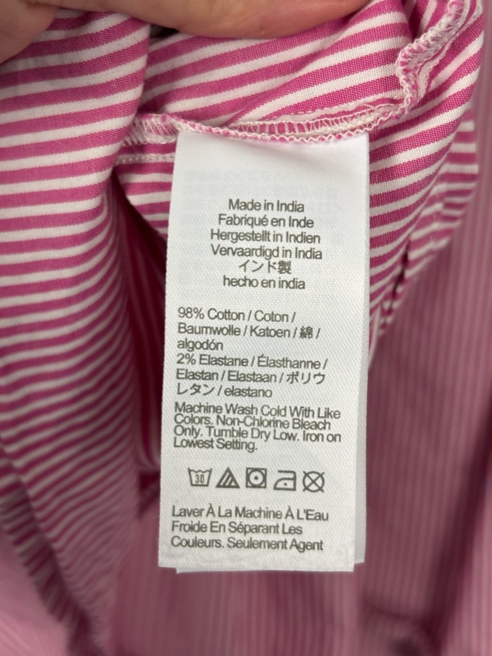 J. Crew Factory Pink Stripe Chambray Mini Shirt-Dress Size 10 - Picture 6 of 7